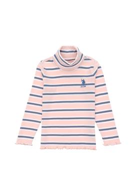 Kız Çocuk Toz Pembe Balıkçı Yaka Sweatshirt - 50296286040