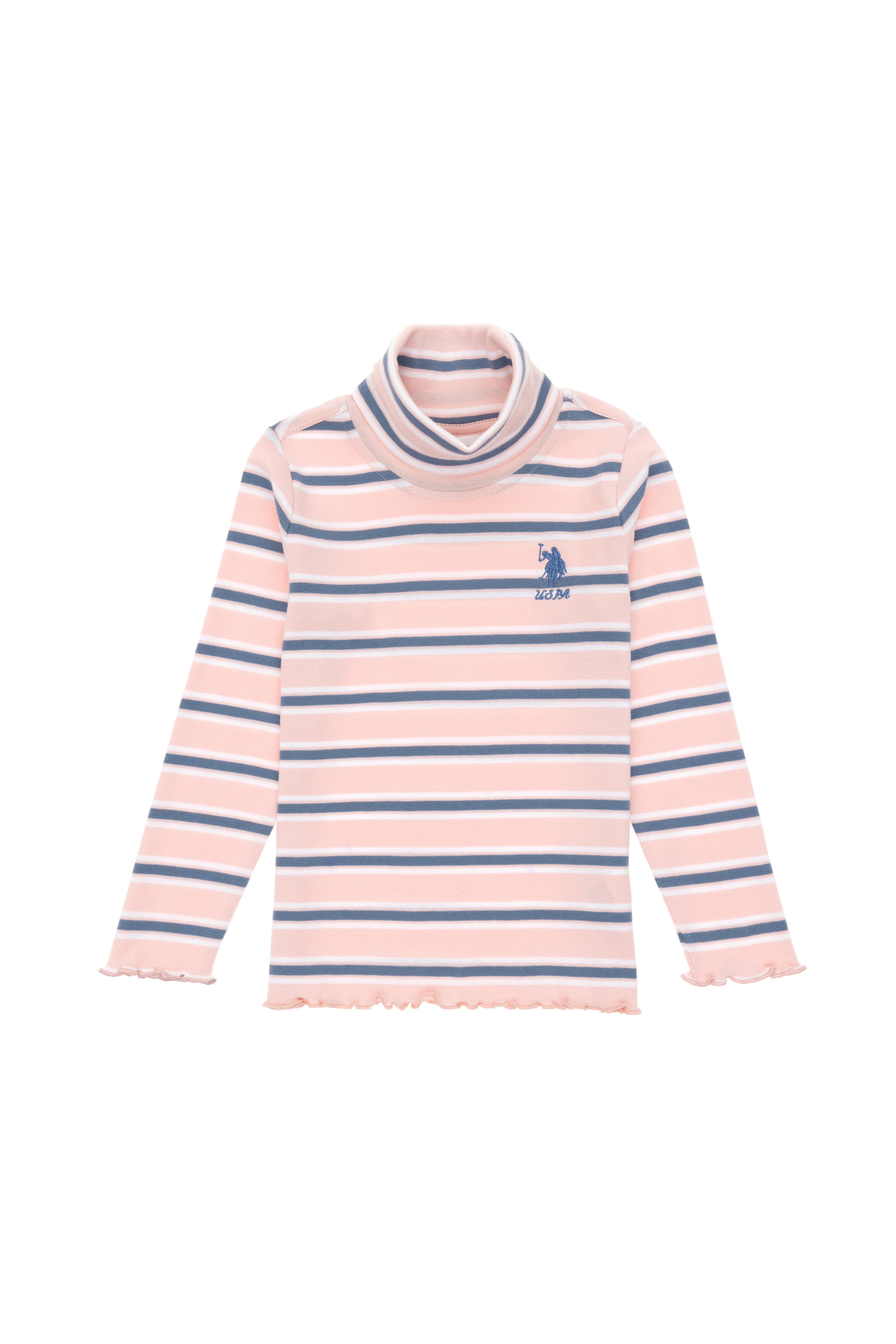Kız Çocuk Toz Pembe Balıkçı Yaka Sweatshirt