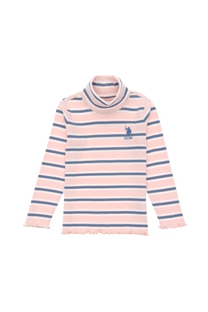Kız Çocuk Toz Pembe Balıkçı Yaka Sweatshirt