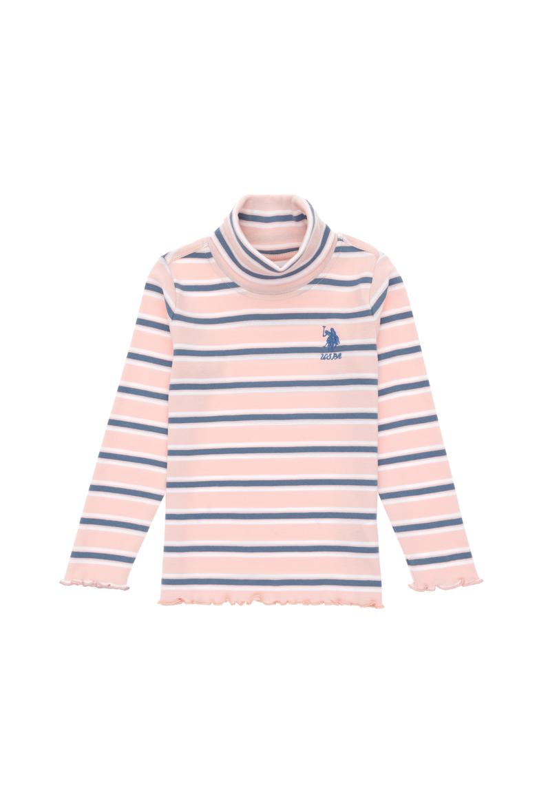Kız Çocuk Toz Pembe Balıkçı Yaka Sweatshirt - 50296286040