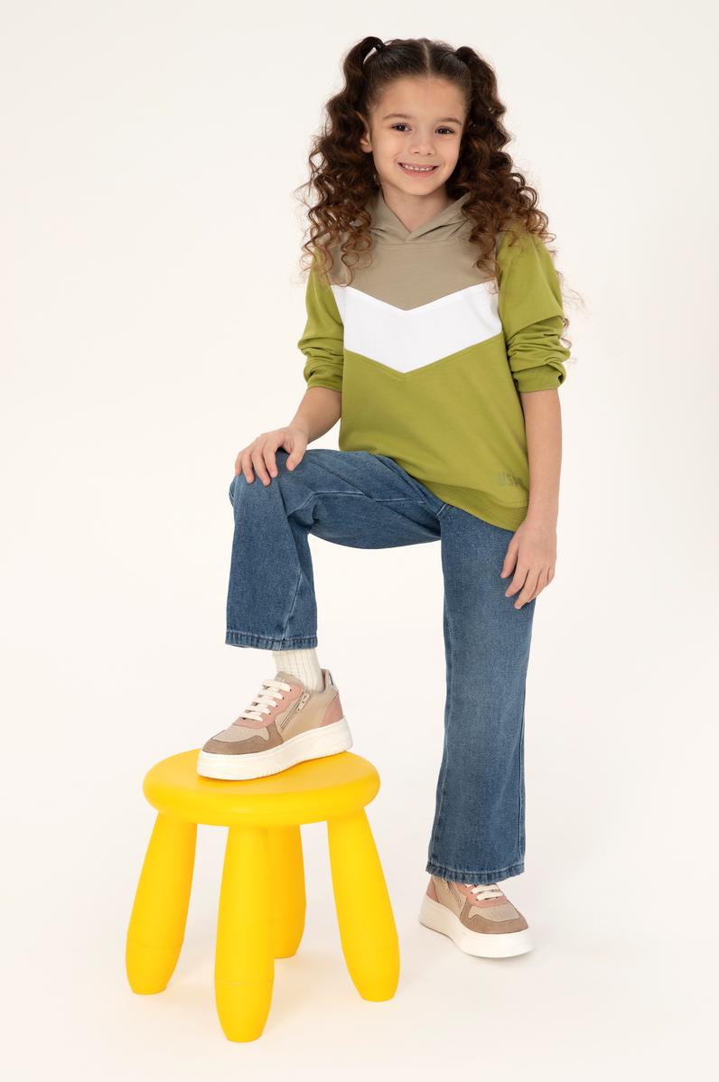 Kız Çocuk Fıstık Yeşili Kapüşonlu Sweatshirt