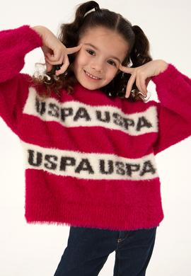 Kız Çocuk Fuşya Bisiklet Yaka Kazak - 50291645009