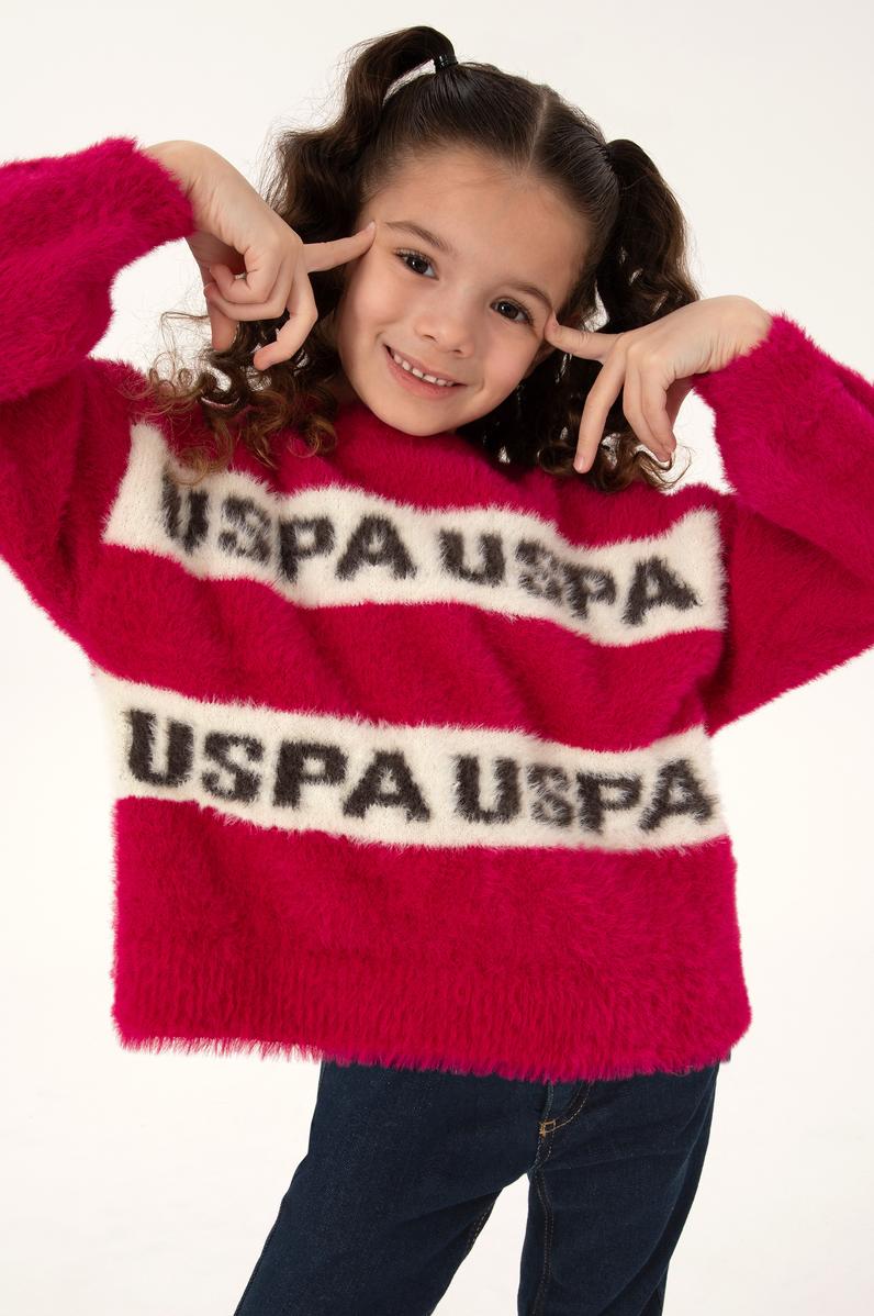 Kız Çocuk Fuşya Bisiklet Yaka Kazak