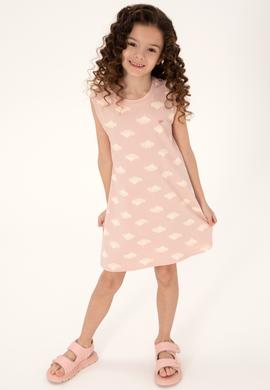 Kız Çocuk Pudra A-Form Bisiklet Yaka Örme Elbise - 50306255003