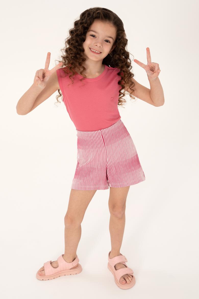 Kız Çocuk Pembe Kolsuz Basic Tişört - 50306215064