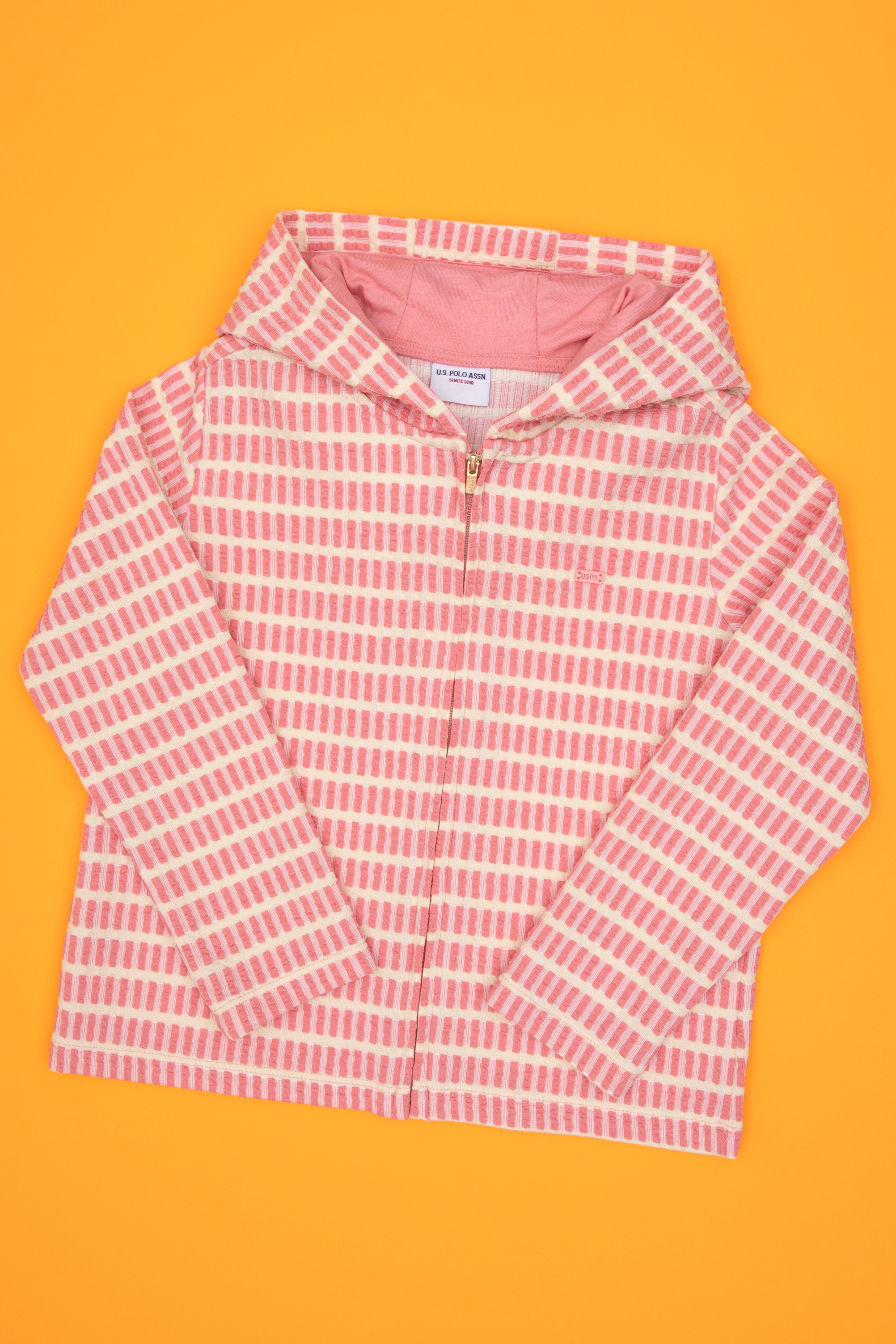 سویشرتکلاه دار نئونی زیپ دار Oversize دخترانه یو اس پولو | U.S. Polo Assn. - تصویر 3