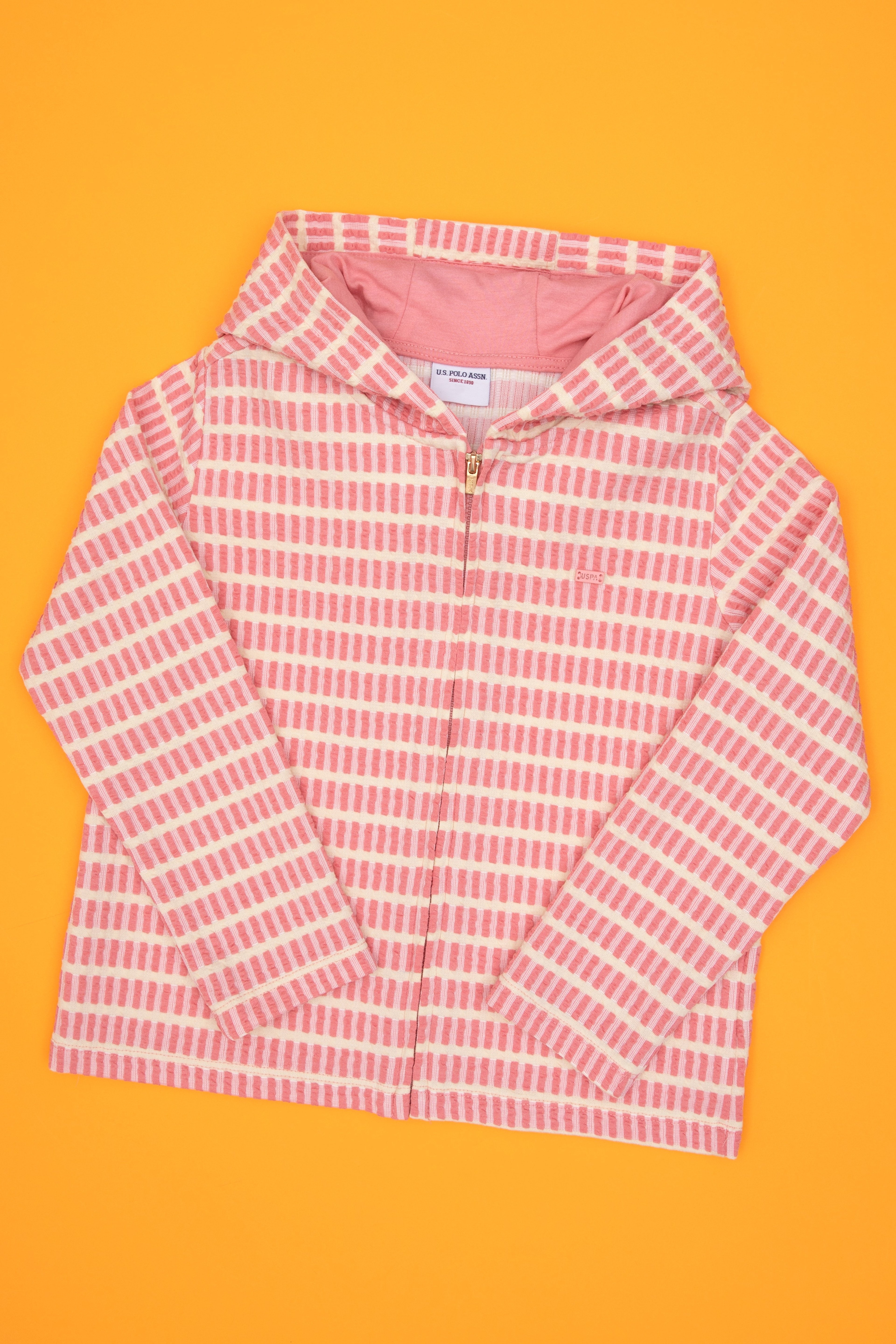 Kız Çocuk Neon Pembe Kapüşonlu Fermuarlı Sweatshirt - Image 3