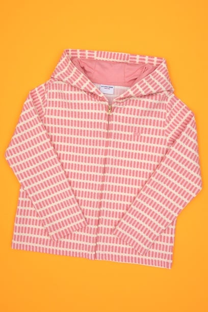 Kız Çocuk Neon Pembe Kapüşonlu Fermuarlı Sweatshirt