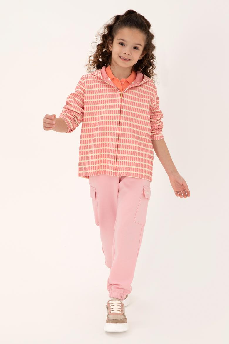 Kız Çocuk Neon Pembe Kapüşonlu Fermuarlı Sweatshirt - 50314266002