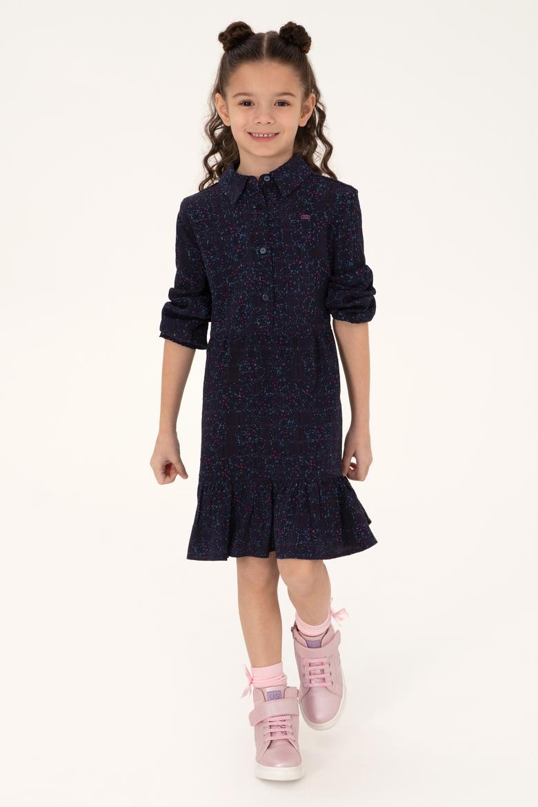 Kız Çocuk Lacivert Dokuma Elbise - 50314351001
