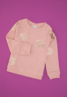 Kız Çocuk Açık Pembe Bisiklet Yaka Sweatshirt - 50314265022