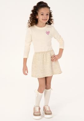 Kız Çocuk Krem Melanj Triko Elbise - 50316833015