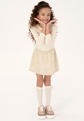 Kız Çocuk Krem Melanj Triko Elbise - 50316833015