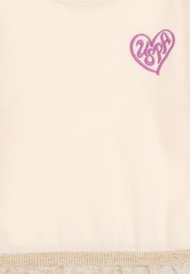 Kız Çocuk Krem Melanj Triko Elbise - 50316833015