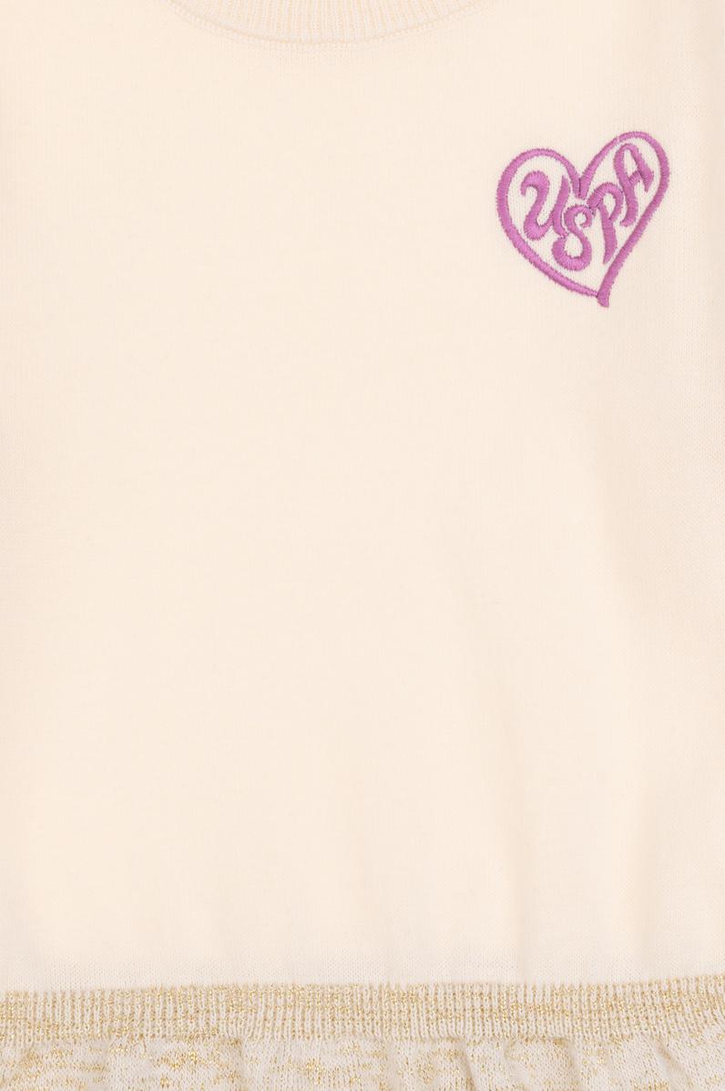 Kız Çocuk Krem Melanj Triko Elbise