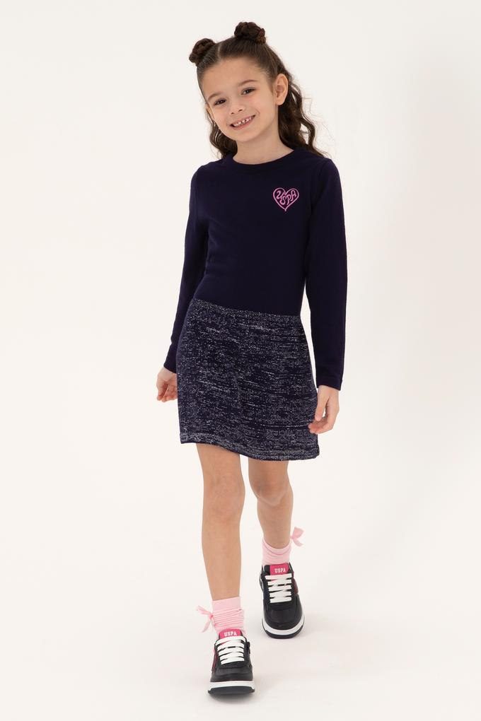 Kız Çocuk Lacivert Triko Elbise