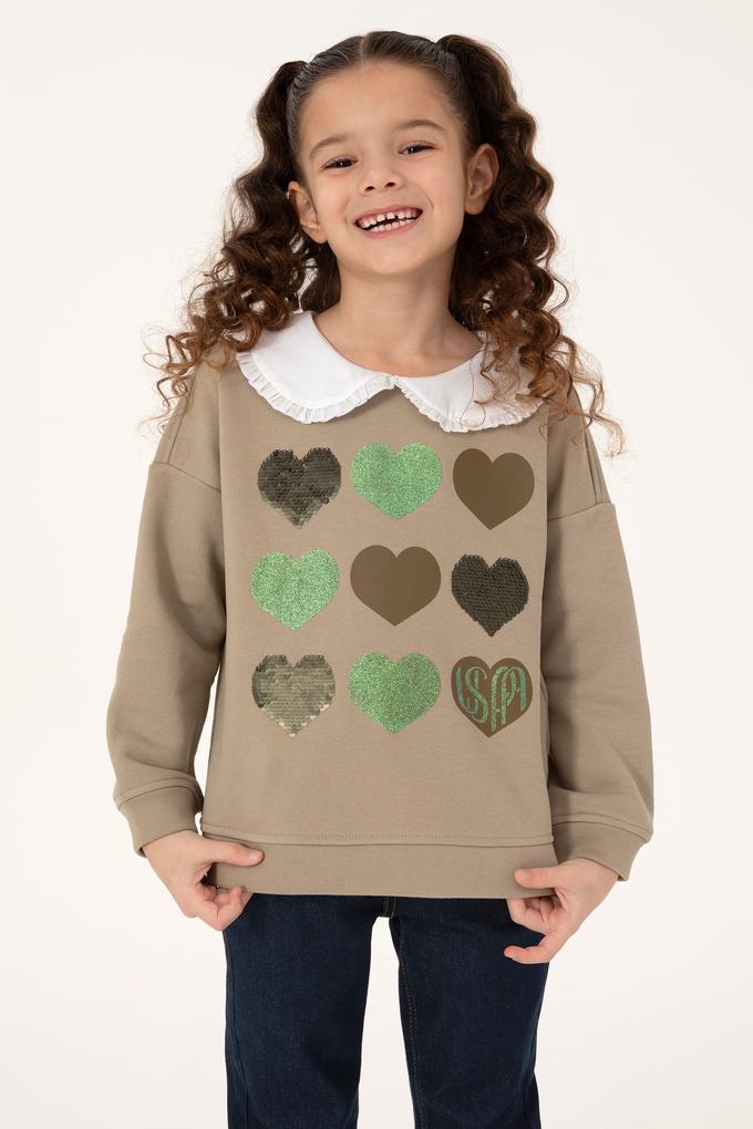 Kız Çocuk Açık Haki Sweatshirt