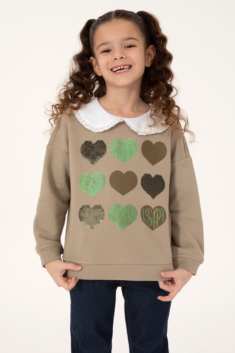 Kız Çocuk Açık Haki Sweatshirt