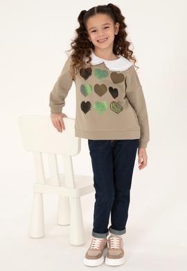 Kız Çocuk Açık Haki Sweatshirt - 50317879016