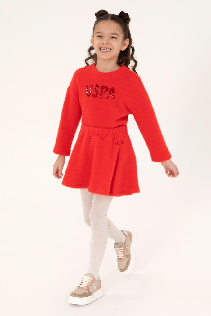 Kız Çocuk Kırmızı Örme Etek
