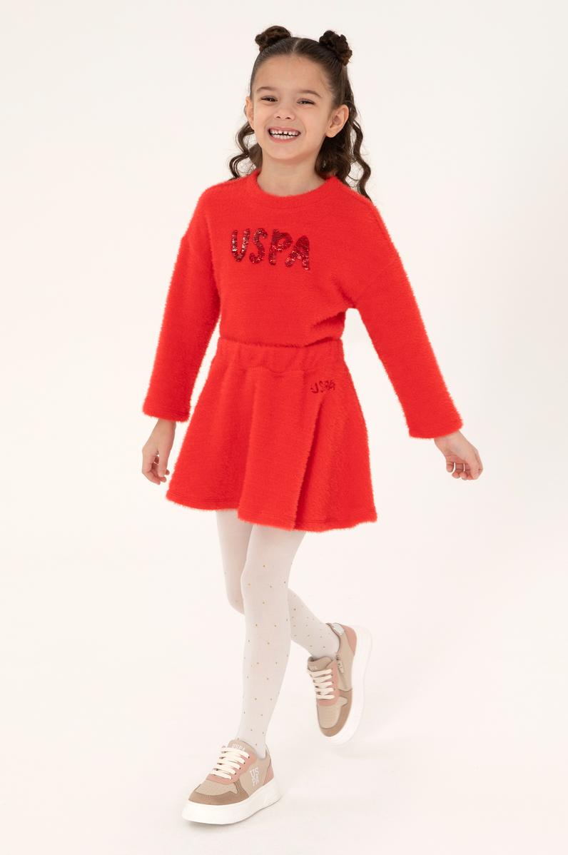 Kız Çocuk Kırmızı Örme Etek
