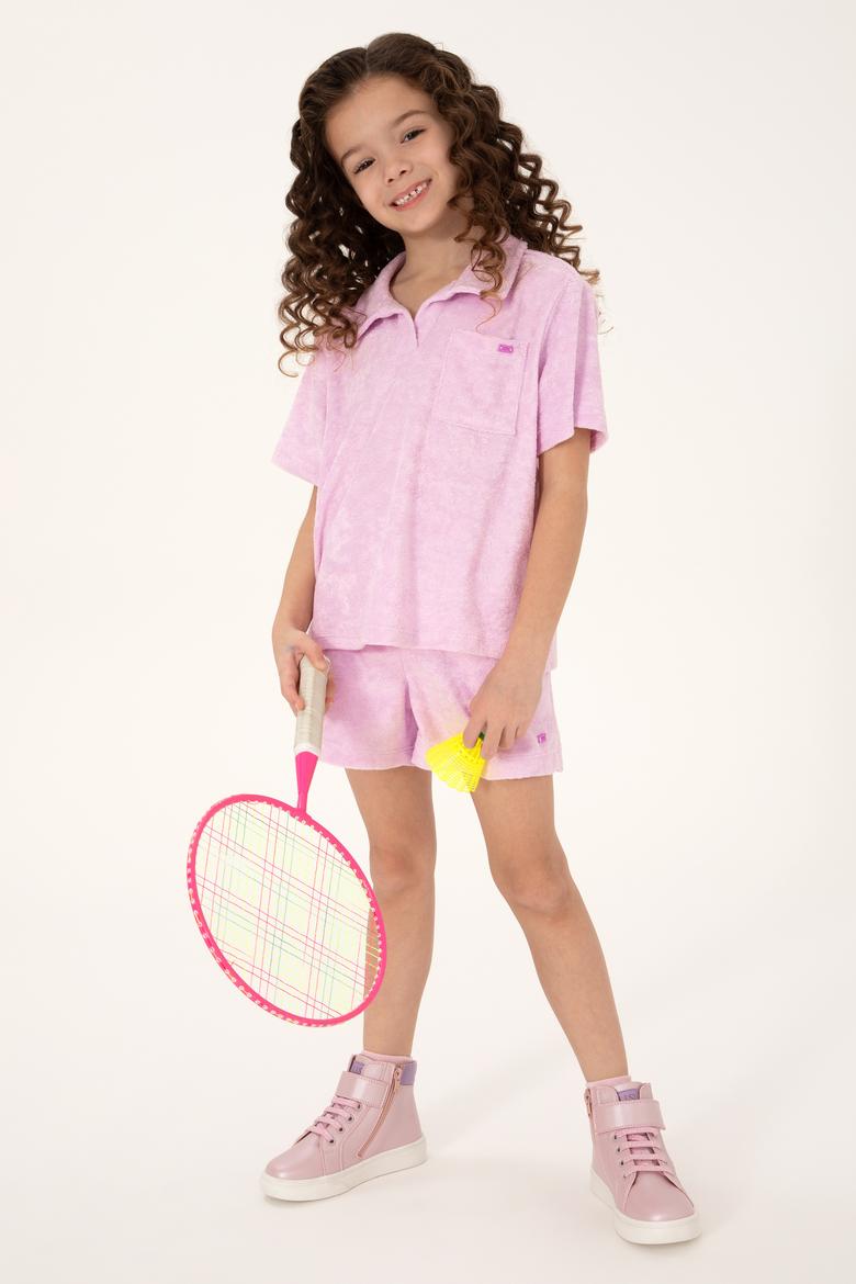 Kız Çocuk Manolya Havlu Kumaş Polo Yaka Tişört - 50265392012