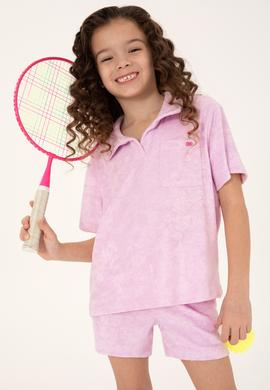 Kız Çocuk Manolya Havlu Kumaş Polo Yaka Tişört - 50265392012