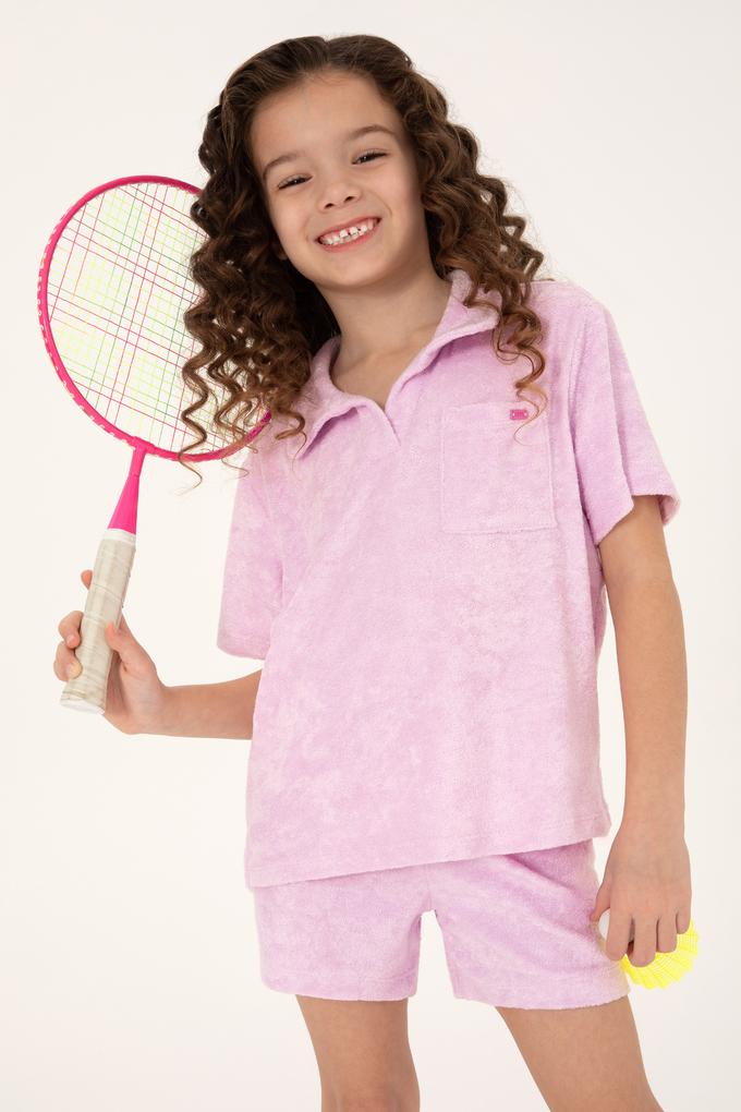 Kız Çocuk Manolya Havlu Kumaş Polo Yaka Tişört