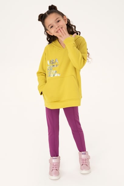 Çocuk Fıstık Yeşili Kapüşonlu Sweatshirt
