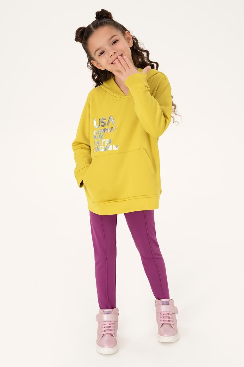 Çocuk Fıstık Yeşili Kapüşonlu Sweatshirt