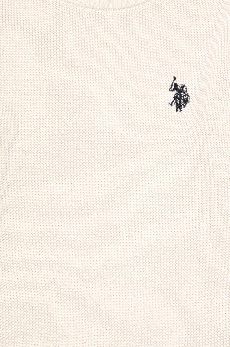 Kız Çocuk Krem Bisiklet Yaka Basic Kazak