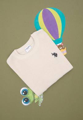 Kız Çocuk Krem Bisiklet Yaka Basic Kazak - 50293601006