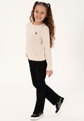 Kız Çocuk Krem Bisiklet Yaka Basic Kazak - 50293601006