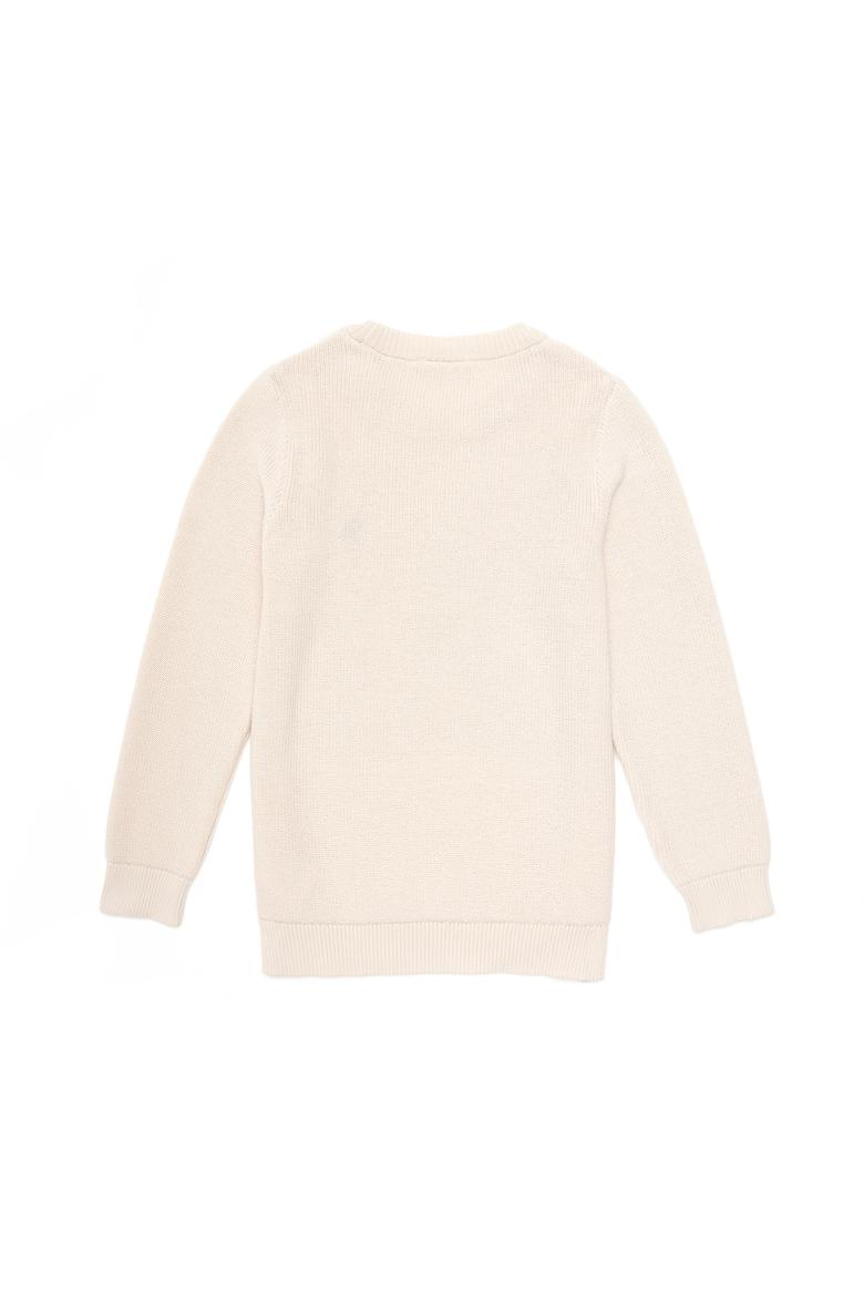 Kız Çocuk Krem Bisiklet Yaka Basic Kazak - 50293601006