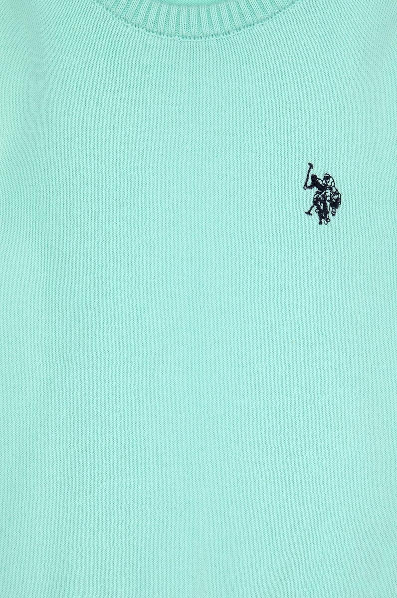 Kız Çocuk Yeşil Bisiklet Yaka Basic Kazak