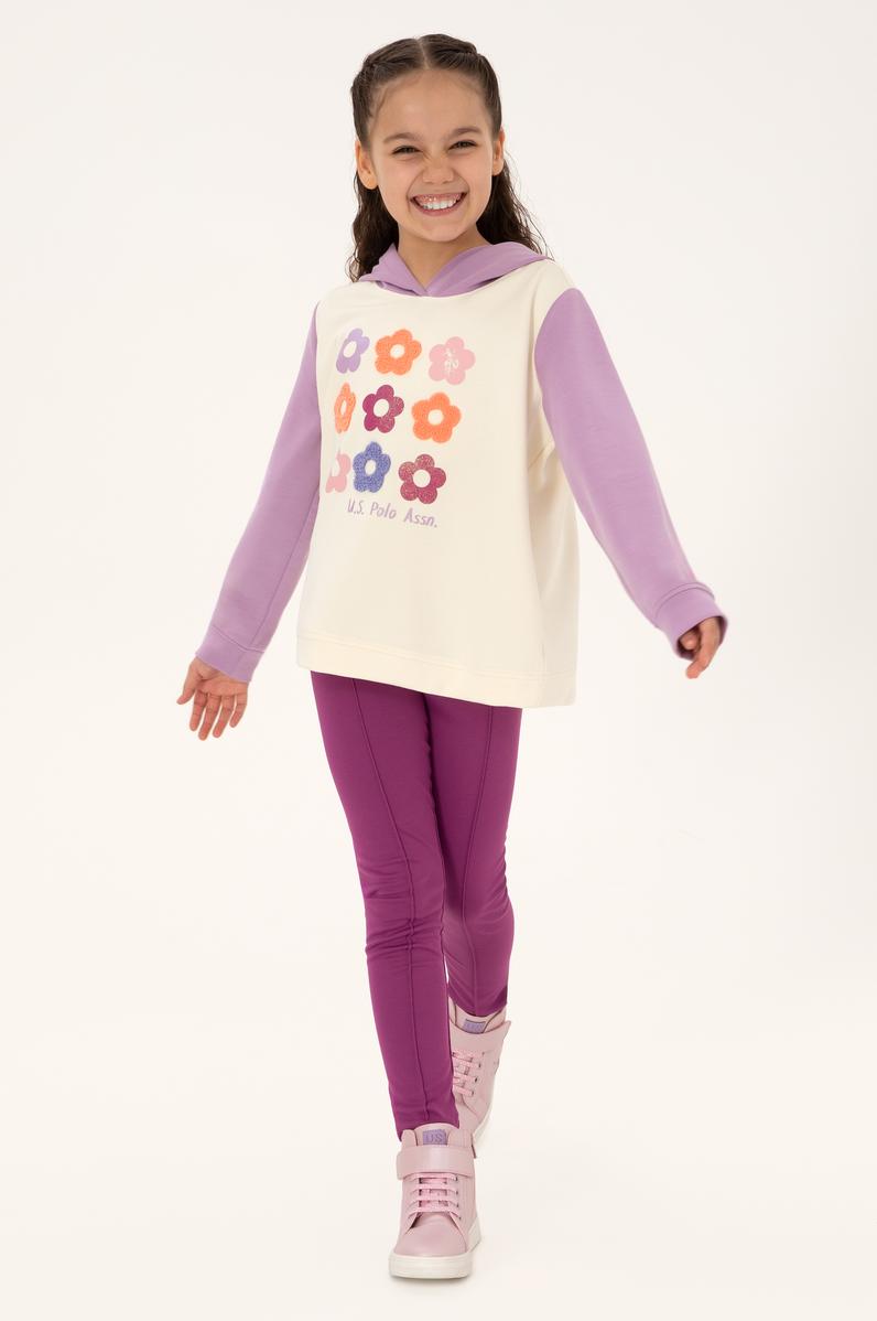 Kız Çocuk Lila Kapüşonlu Sweatshirt