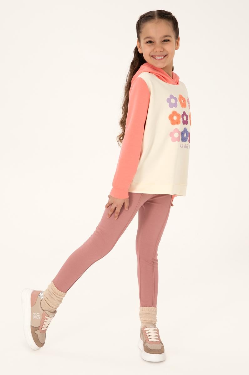Kız Çocuk Neon Pembe Kapüşonlu Sweatshirt
