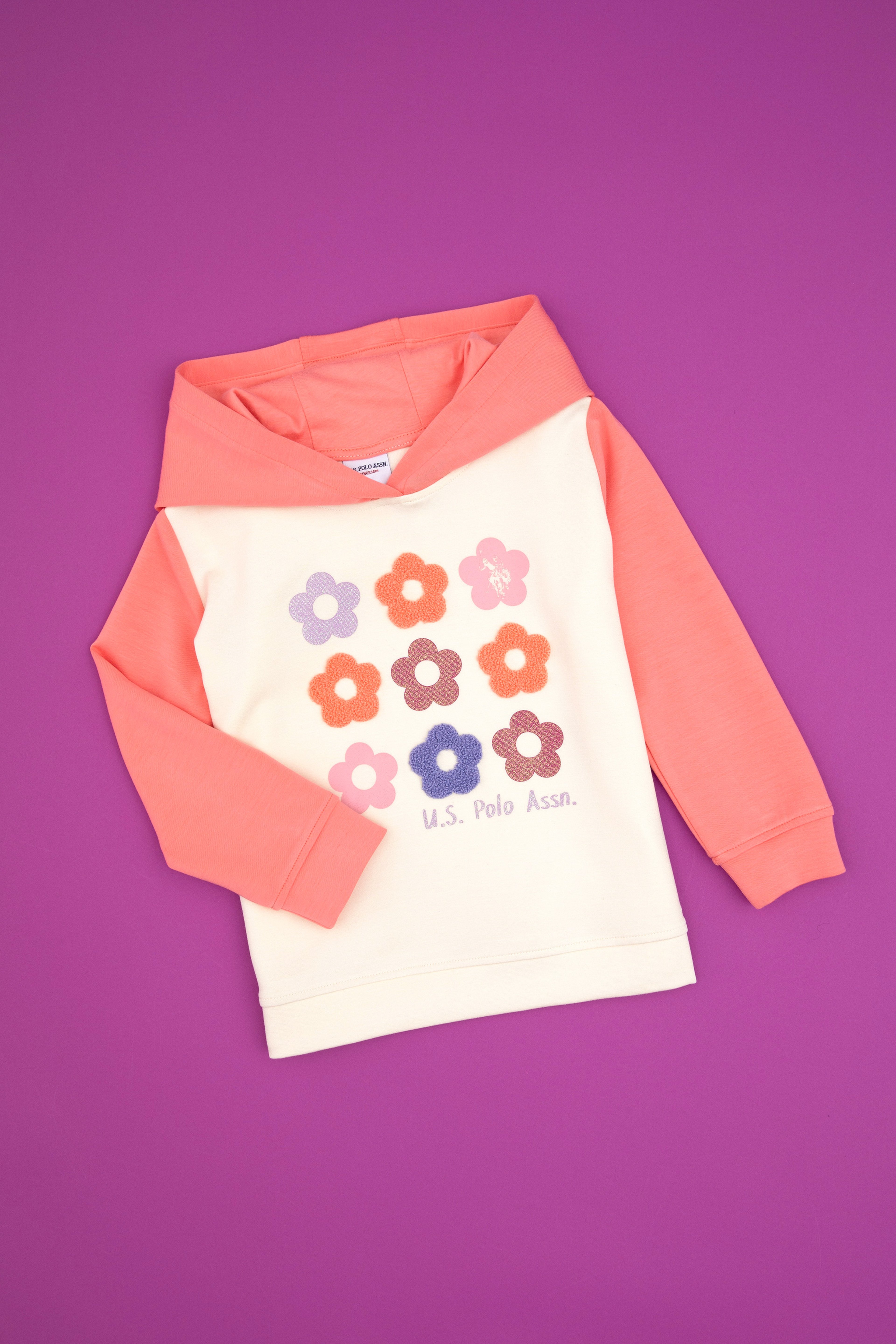Kız Çocuk Neon Pembe Kapüşonlu Sweatshirt