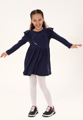 Kız Çocuk Açık Lacivert Örme Elbise - 50318088005