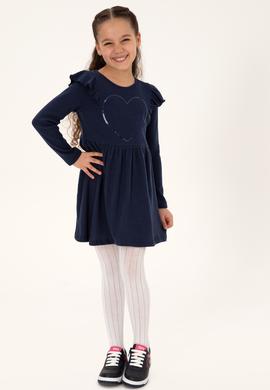 Kız Çocuk Açık Lacivert Örme Elbise - 50318088005