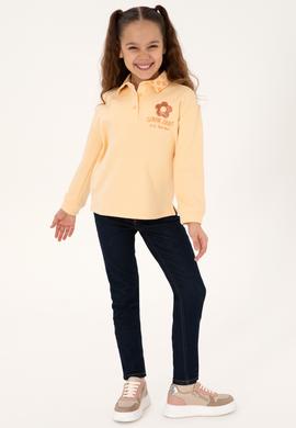 Kız Çocuk Pembe Polo Yaka Sweatshirt - 50317914015