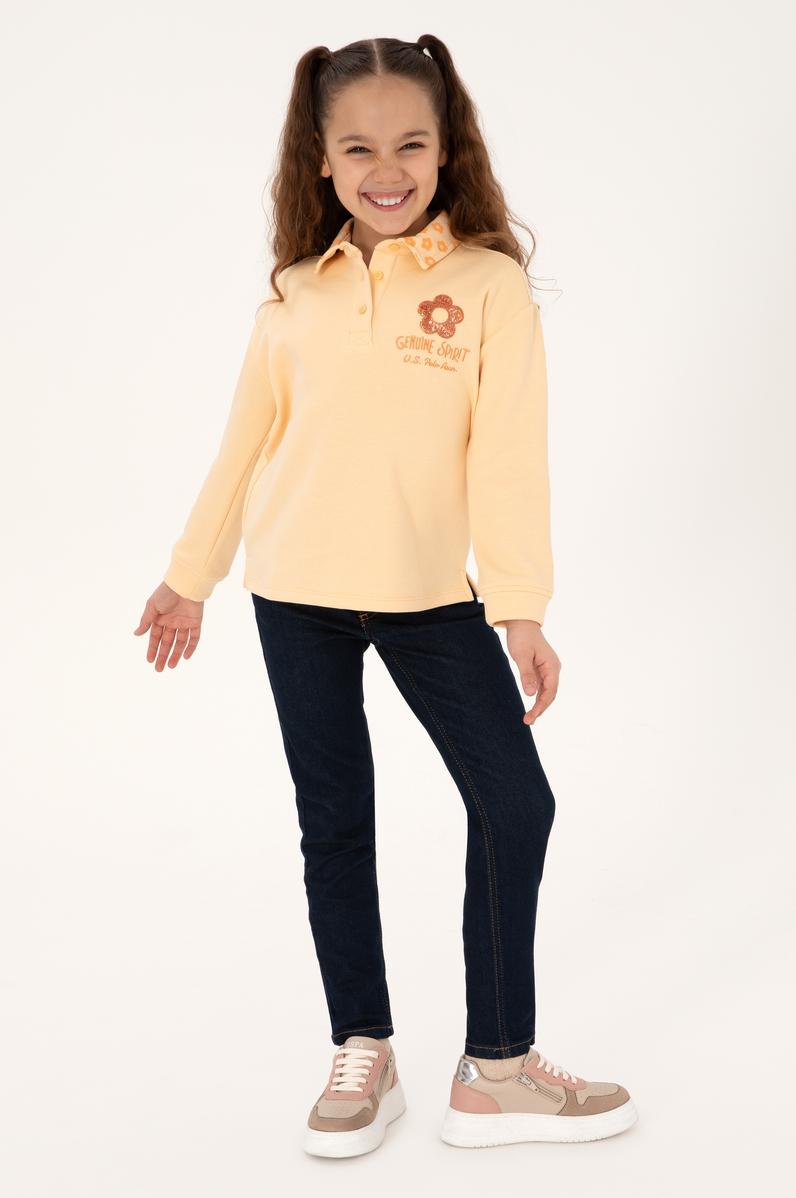 Kız Çocuk Pembe Polo Yaka Sweatshirt