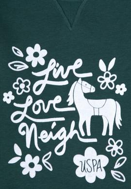 Kız Çocuk Koyu Yeşil Bisiklet Yaka Sweatshirt - 50317922007