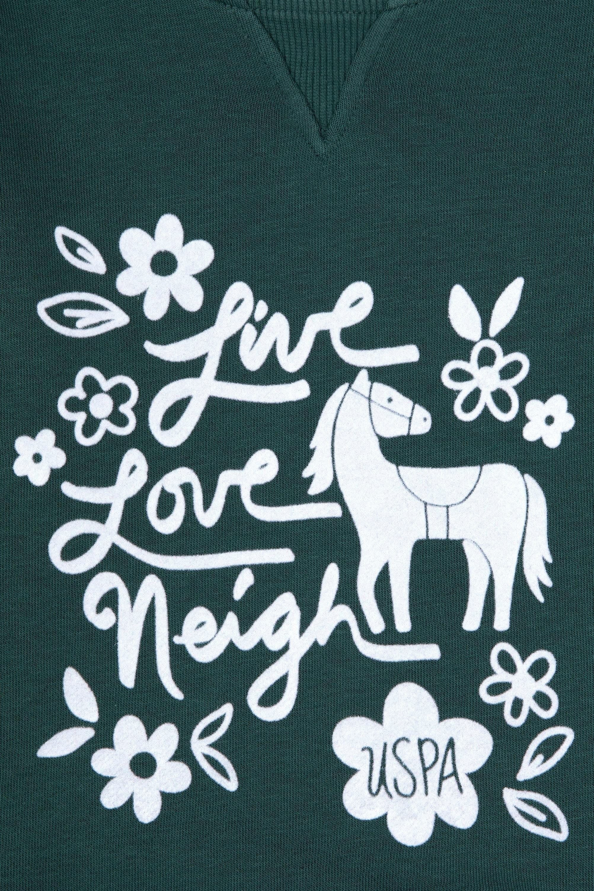 Kız Çocuk Koyu Yeşil Bisiklet Yaka Sweatshirt - Image 5