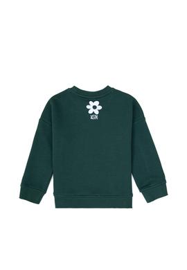 Kız Çocuk Koyu Yeşil Bisiklet Yaka Sweatshirt - 50317922007