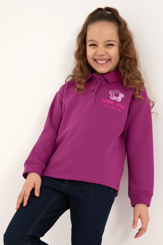 Kız Çocuk Menekşe Polo Yaka Sweatshirt