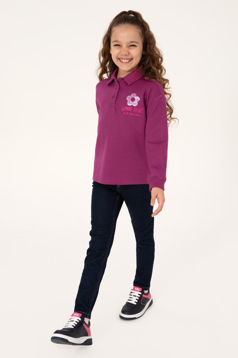 Kız Çocuk Menekşe Polo Yaka Sweatshirt