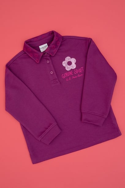 Kız Çocuk Menekşe Polo Yaka Sweatshirt