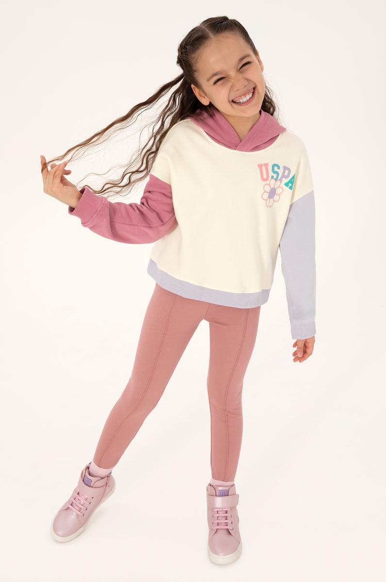 Kız Çocuk Pembe Kapüşonlu Sweatshirt