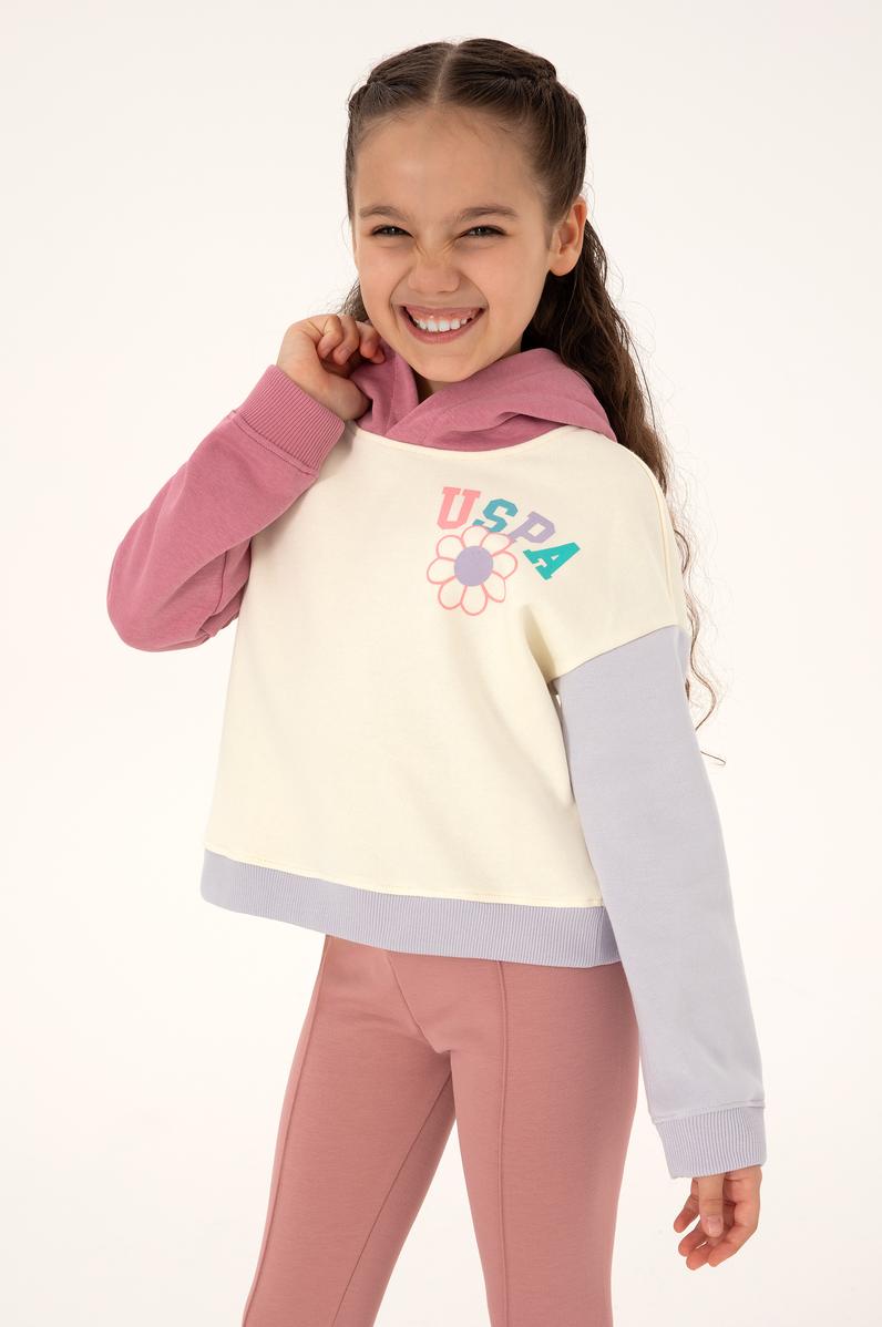 Kız Çocuk Pembe Kapüşonlu Sweatshirt